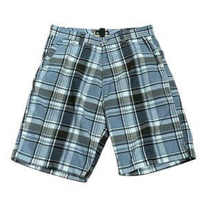 West49 Shorts Mens 36 Blue Gray Plaid Flat Front Casual Skate Surf Chino Summer